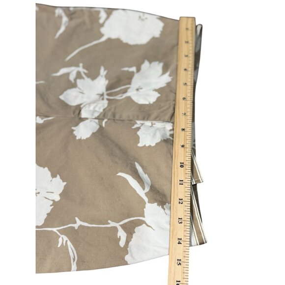 Ann Taylor Loft Womens 8P Beige White Floral Print Cropped Pants 100% Cotton - Picture 9 of 9